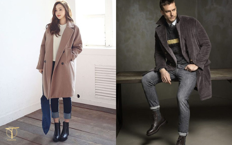Áo Len Cơ Bản Kết Hợp Áo Khoác Dài và Quần Denim