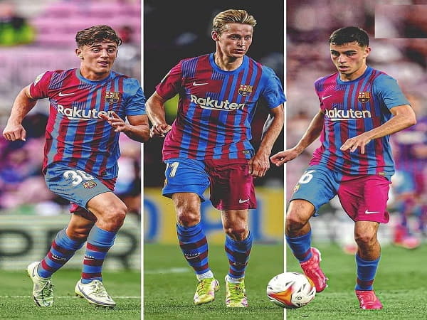 Bộ 3 tiền vệ Barca hiện tại Pedri - Gavi - De Jong