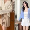 Phối đồ với chân váy xếp ly ngắn sang chảnh, dễ thương